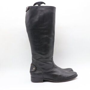 Frye Melissa Button Back Zip Women's Size 8.5 B Black Leather Riding Boots